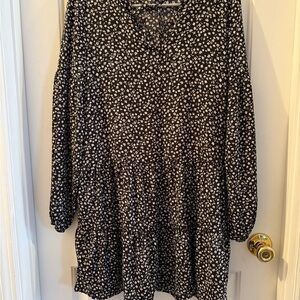 H&M Black Dress with White Floral Print